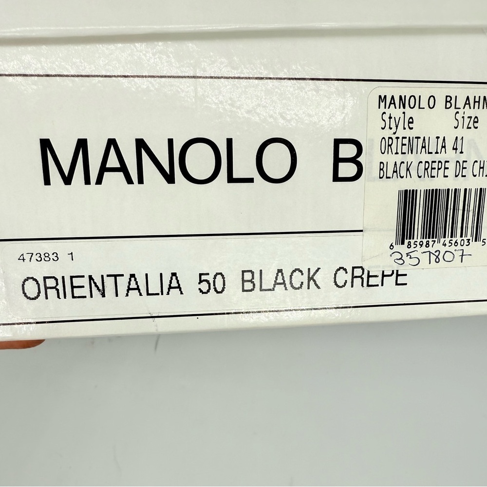 Manolo Blahnik Black Crepe Orientalia 50mm pearl embellished Slingback pump EU41 - Picture 9 of 10